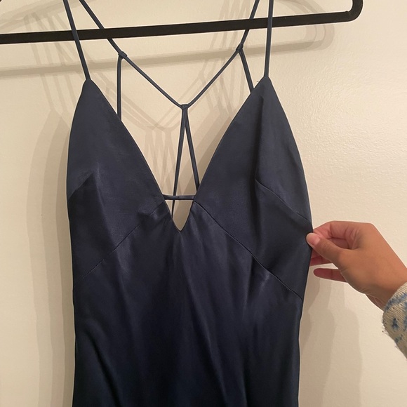 and by Allen Schwartz Navy “Bias” Satin Slip Gown Size 6 - Picture 10 of 10